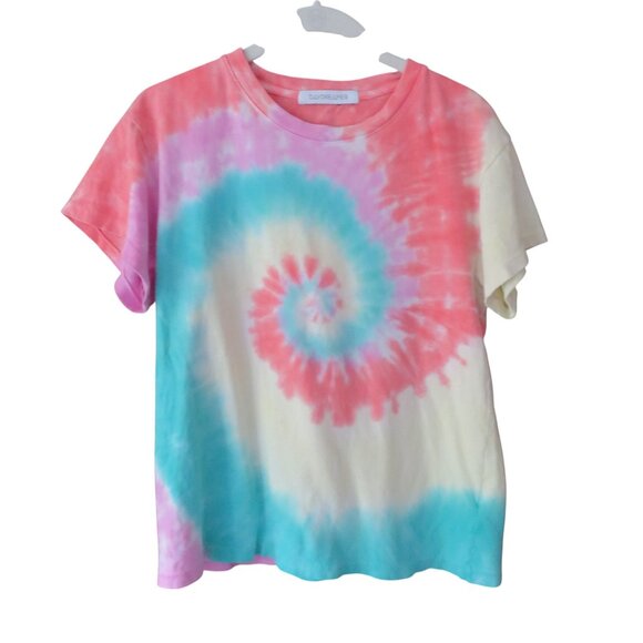 Daydreamer Tops - Daydreamer Spiral Tie Dye “Azalea” Short Sleeve T-shirt, Size XS, NWOT